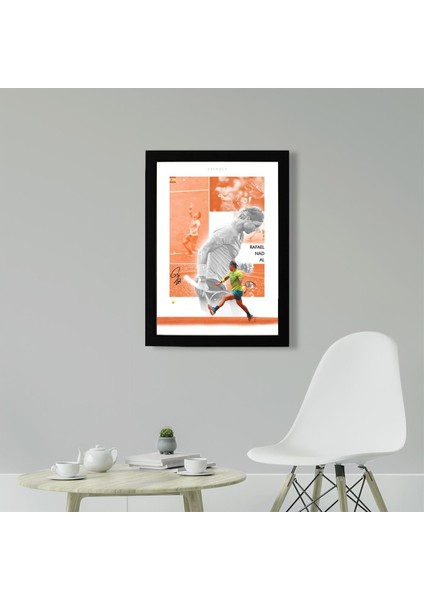 Rafael Nadal, Tenis Poster Tablo 21 x 30 cm - Siyah Çerçeveli