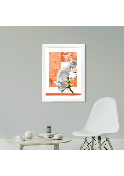 Rafael Nadal, Tenis Poster Tablo 21 x 30 cm - Siyah Çerçeveli