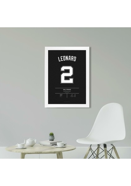 Kawhi Leonard Jersey 21 x 30 cm - Siyah Çerçeveli