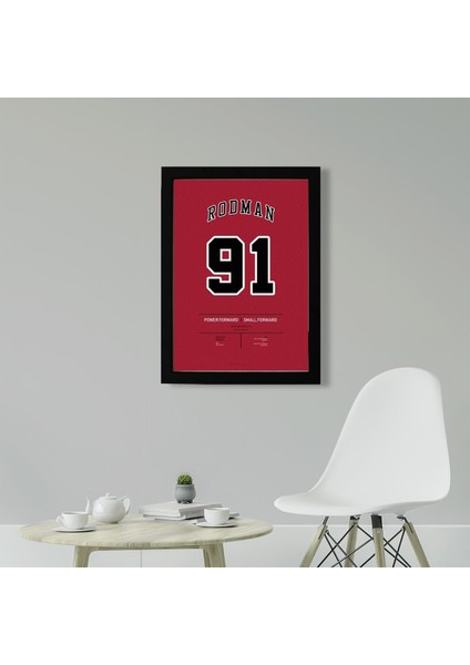 Dennis Rodman Jersey 21 x 30 cm - Beyaz Çerçeveli