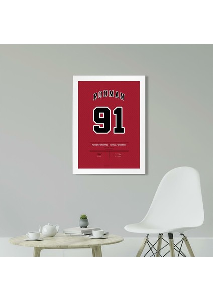 Dennis Rodman Jersey 21 x 30 cm - Beyaz Çerçeveli