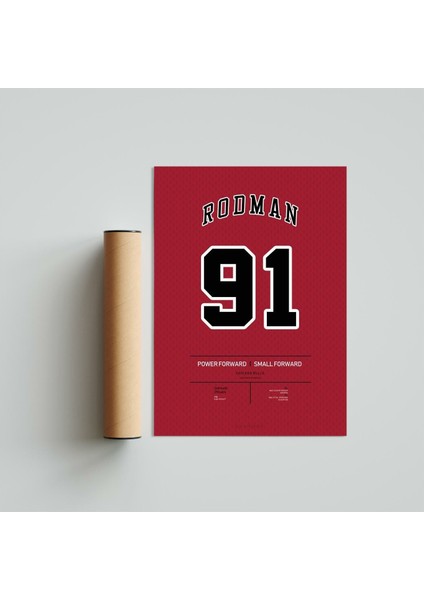 Dennis Rodman Jersey 21 x 30 cm - Beyaz Çerçeveli