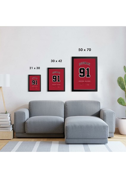 Dennis Rodman Jersey 21 x 30 cm - Beyaz Çerçeveli