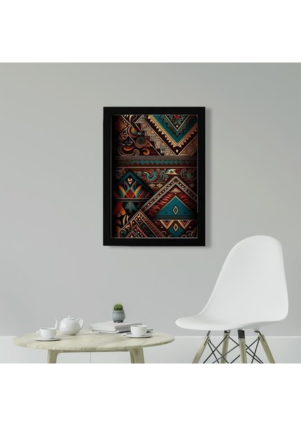 Afrikan Etnik Desen D17 Poster Tablo 30 x 42 cm - Beyaz Çerçeveli