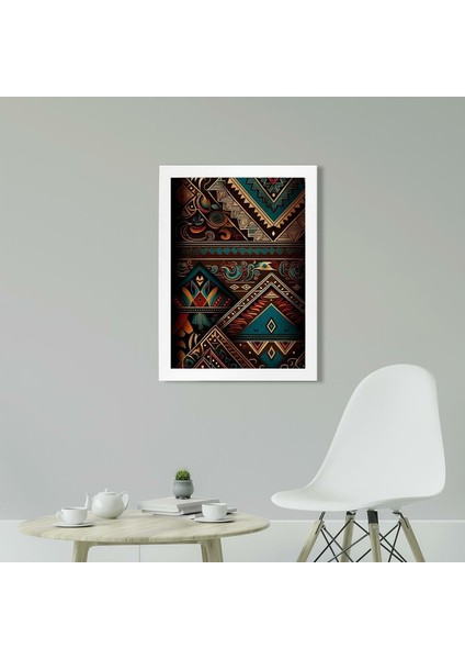 Afrikan Etnik Desen D17 Poster Tablo 30 x 42 cm - Beyaz Çerçeveli