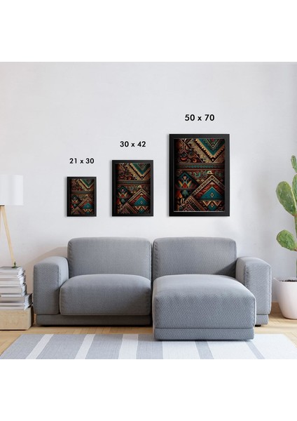 Afrikan Etnik Desen D17 Poster Tablo 30 x 42 cm - Beyaz Çerçeveli