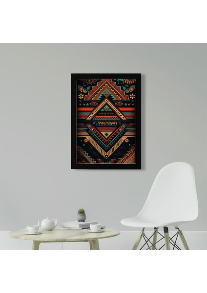 Afrikan Etnik Desen D18 Poster Tablo 21 x 30 cm - Beyaz Çerçeveli