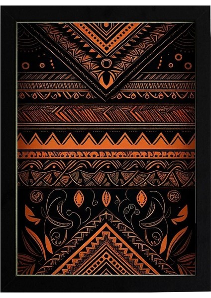 Afrikan Etnik Desen D19 Poster Tablo 21 x 30 cm - Siyah Çerçeveli