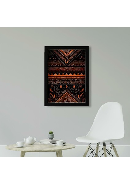 Afrikan Etnik Desen D19 Poster Tablo 21 x 30 cm - Siyah Çerçeveli