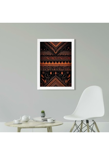 Afrikan Etnik Desen D19 Poster Tablo 21 x 30 cm - Siyah Çerçeveli