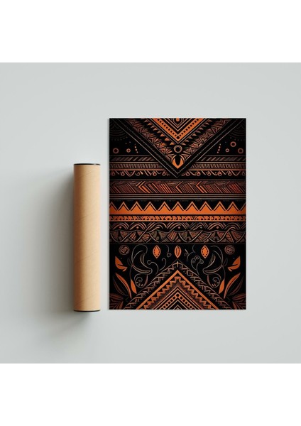 Afrikan Etnik Desen D19 Poster Tablo 21 x 30 cm - Siyah Çerçeveli