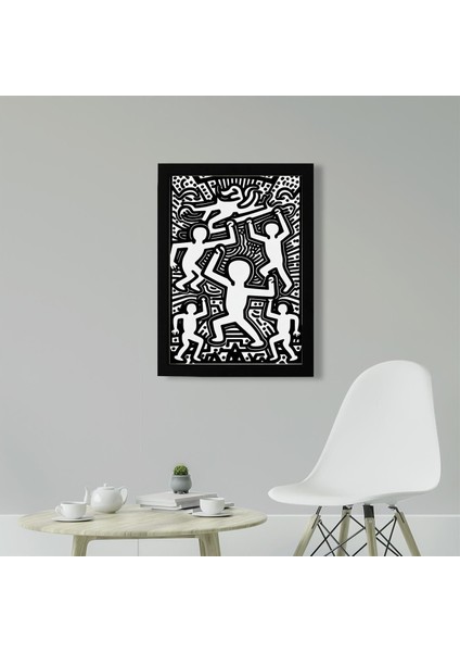 Keith Haring Style Minimal D20 Poster Tablo 21 x 30 cm - Siyah Çerçeveli