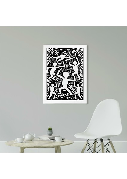 Keith Haring Style Minimal D20 Poster Tablo 21 x 30 cm - Siyah Çerçeveli