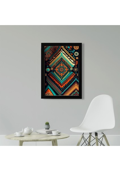 Afrikan Etnik Desen D13 Poster Tablo 21 x 30 cm - Siyah Çerçeveli