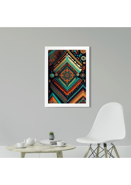 Afrikan Etnik Desen D13 Poster Tablo 21 x 30 cm - Siyah Çerçeveli