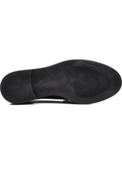 418066 Siyah Taşlı Kadın Loafer Ayakkabı