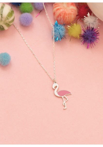925 Ayar Gümüş Mineli Filamingo Kolye