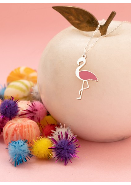 925 Ayar Gümüş Mineli Filamingo Kolye fiyatları