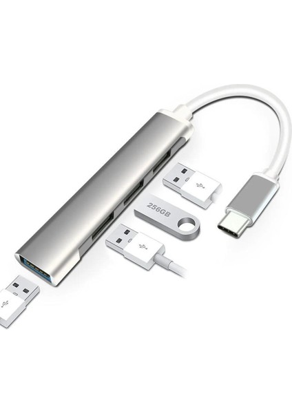 2004 Type-C To USB Hub 4 Port Çoklayıcı Macbook ile Uyumlu Çoğaltıcı