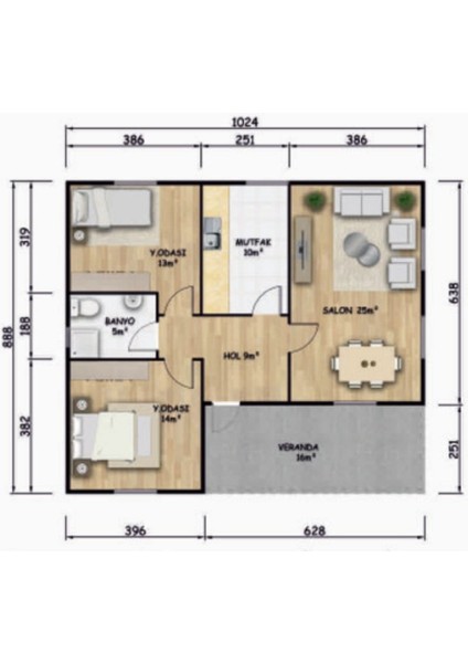 Ballife Prefabrik 92 M2 Standartprefabrik Konut