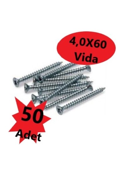 Sunta Vidası 4,0X60, 50 Adet Tam Diş SNT YHB Vida