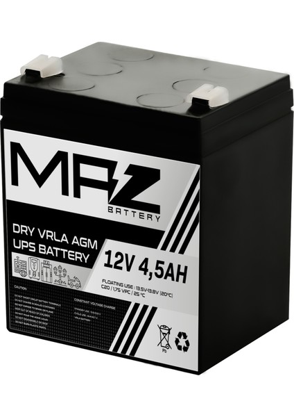 12 Volt 4.5 Amper (Ah) Kuru Agm Vrla Akü (Yeni Üretim)