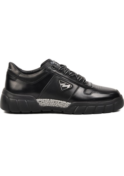 152-19503 Siyah Deri Kadın Sneaker
