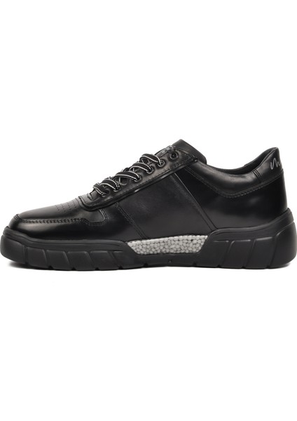 152-19503 Siyah Deri Kadın Sneaker