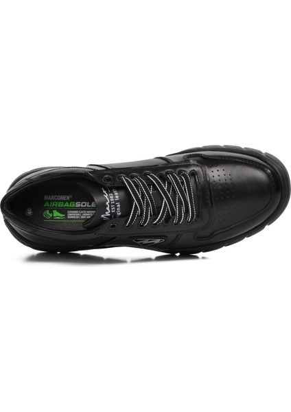 152-19503 Siyah Deri Kadın Sneaker