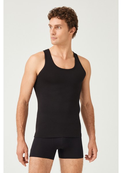 Erkek Pamuklu Süprem Penye Slim Fit Likralı Atlet 6'lı - 1002
