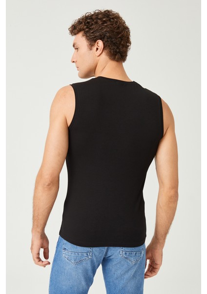 Erkek Pamuklu Süprem Penye Slim Fit V- Yaka Kolsuz Likralı Üst 2'li - 1015 modelleri