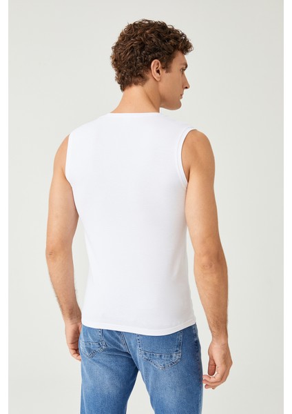 Erkek Pamuklu Süprem Penye Slim Fit V- Yaka Kolsuz Likralı Üst 2'li - 1015 modelleri