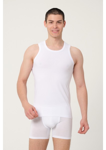 Erkek Pamuklu Süprem Penye Slim Fit Halter Yaka Likralı Atlet 6'lı - 1019