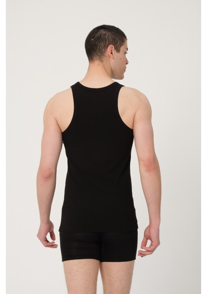 Erkek Pamuklu Süprem Penye Slim Fit Halter Yaka Sporcu Likralı Atlet - 1003