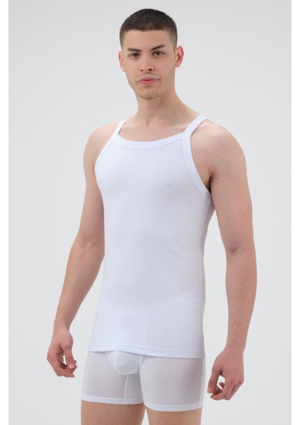 Erkek Pamuklu Süprem Penye Slim Fit Ince Askılı Sporcu Likralı Atlet 6'lı -1006