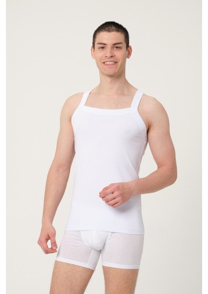 Erkek Pamuklu Süprem Penye Slim Fit Sporcu Likralı Atlet 2'li -1007