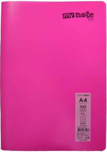 Text Neon Defter A4 100 Yp Kareli - Pembe