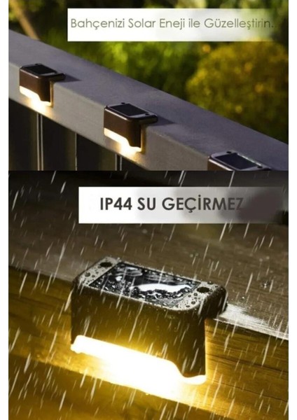 Solar Güneş Enerjili Köşebent Merdiven Veranda Bahçe LED Lamba Tekli Dekor Bahçe Aydınlatma 1 Adet DG-998