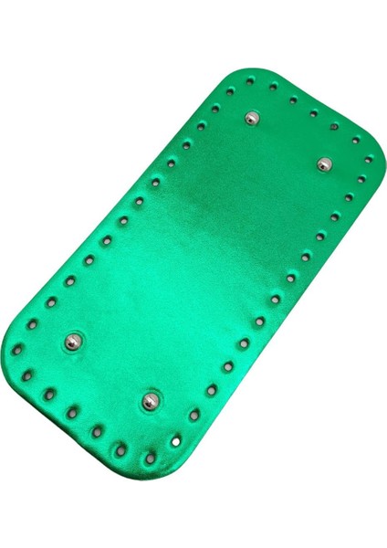Parlak Rugan Deri 25X12 cm Dikdörtgen Çanta Tabanı Yeşil Renk Gümüş Metalli fiyatları