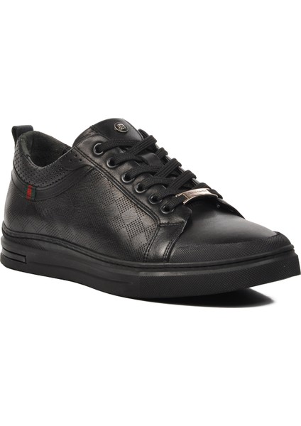 10206 Siyah Deri Erkek Sneaker