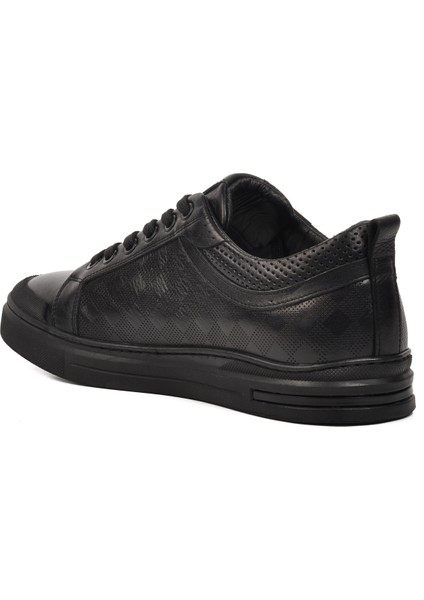 10206 Siyah Deri Erkek Sneaker
