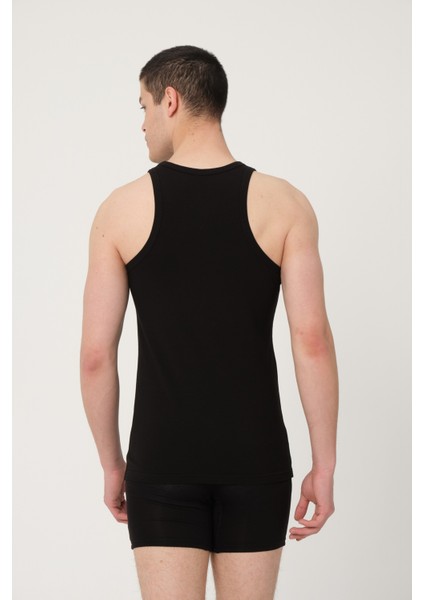 Erkek Pamuklu Süprem Penye Slim Fit Halter Yaka Sporcu Likralı Atlet 6'lı - 1004