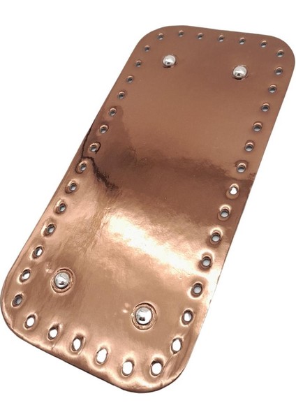 Parlak Rugan Deri 25X12 cm Dikdörtgen Çanta Tabanı Bakır Renk Gümüş Metalli fiyatları