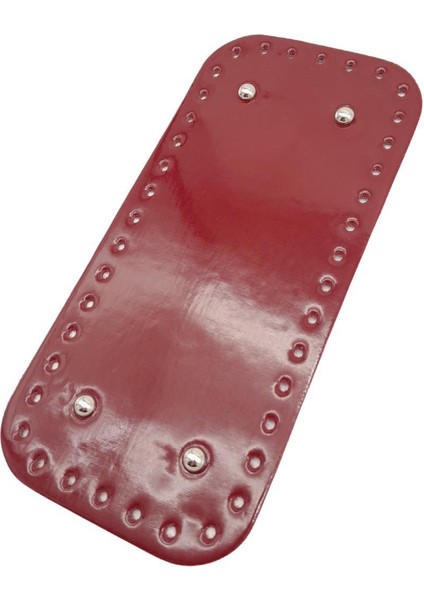 Parlak Rugan Deri 25X12 cm Dikdörtgen Çanta Tabanı Bordo Renk Gümüş Metalli fiyatları