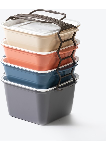 Mikrodalgaya Uygun Kapaklı Dört Parça Taşınabilir Saplı Piknik Kutusu (Yurt Dışından)