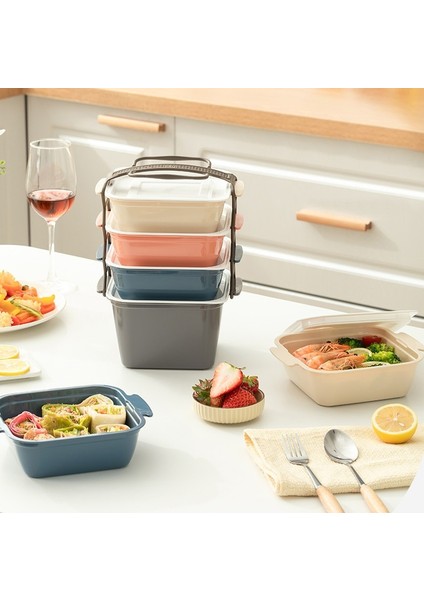 Mikrodalgaya Uygun Kapaklı Dört Parça Taşınabilir Saplı Piknik Kutusu (Yurt Dışından) modelleri