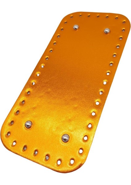 Parlak Rugan Deri 25X12 cm Dikdörtgen Çanta Tabanı Turuncu Renk Gümüş Metalli fiyatları