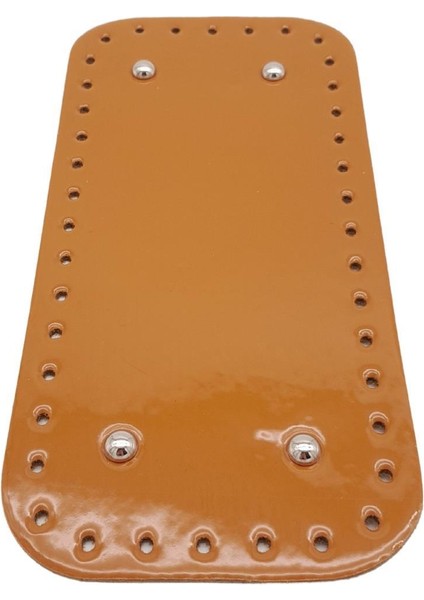 Parlak Rugan Deri 25X12 cm Dikdörtgen Çanta Tabanı Açık Taba Renk Gümüş Metalli