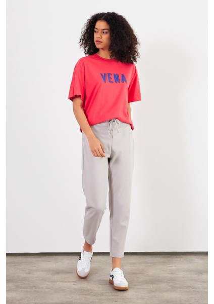 Kadın Vena Mercan Logo Baskılı Oversize Tişört fiyatları