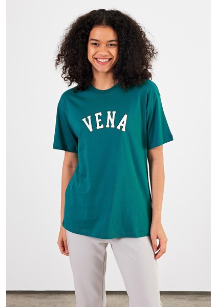 Kadın Vena Jeans Orman Baskılı Bisiklet Yaka Regular Fit T-Shirt